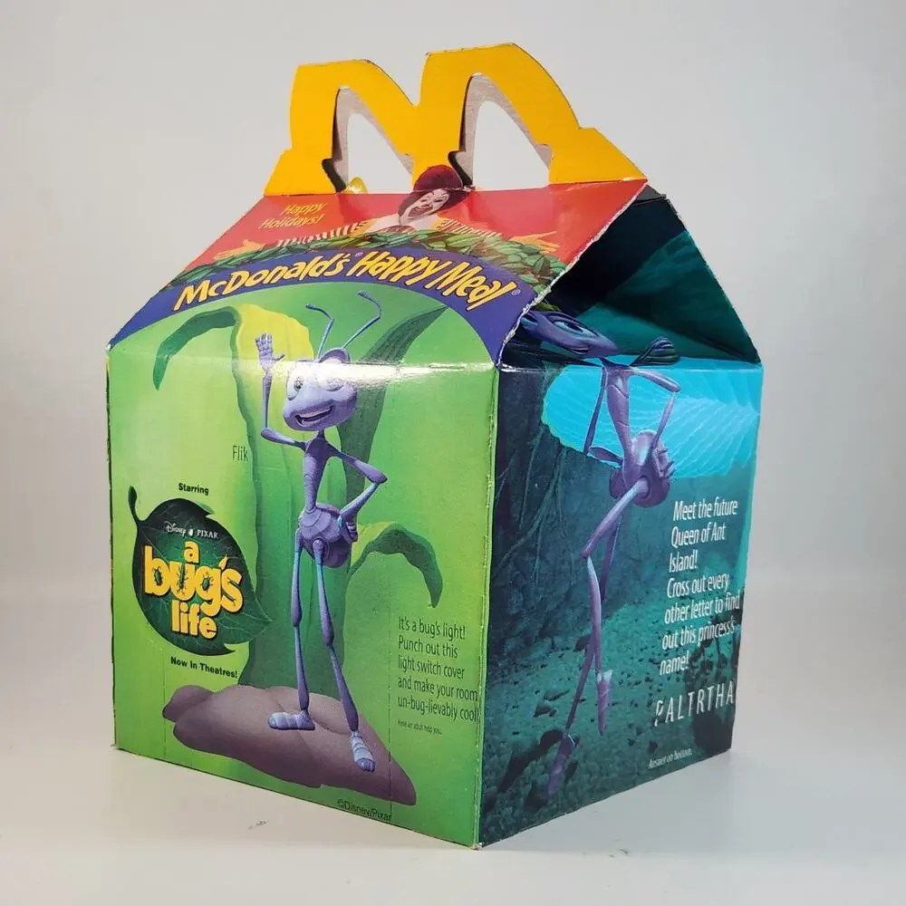 Vintage 1998 McDonald’s Happy Meal Box – Disney Pixar A Bug’s Life Movie Promo